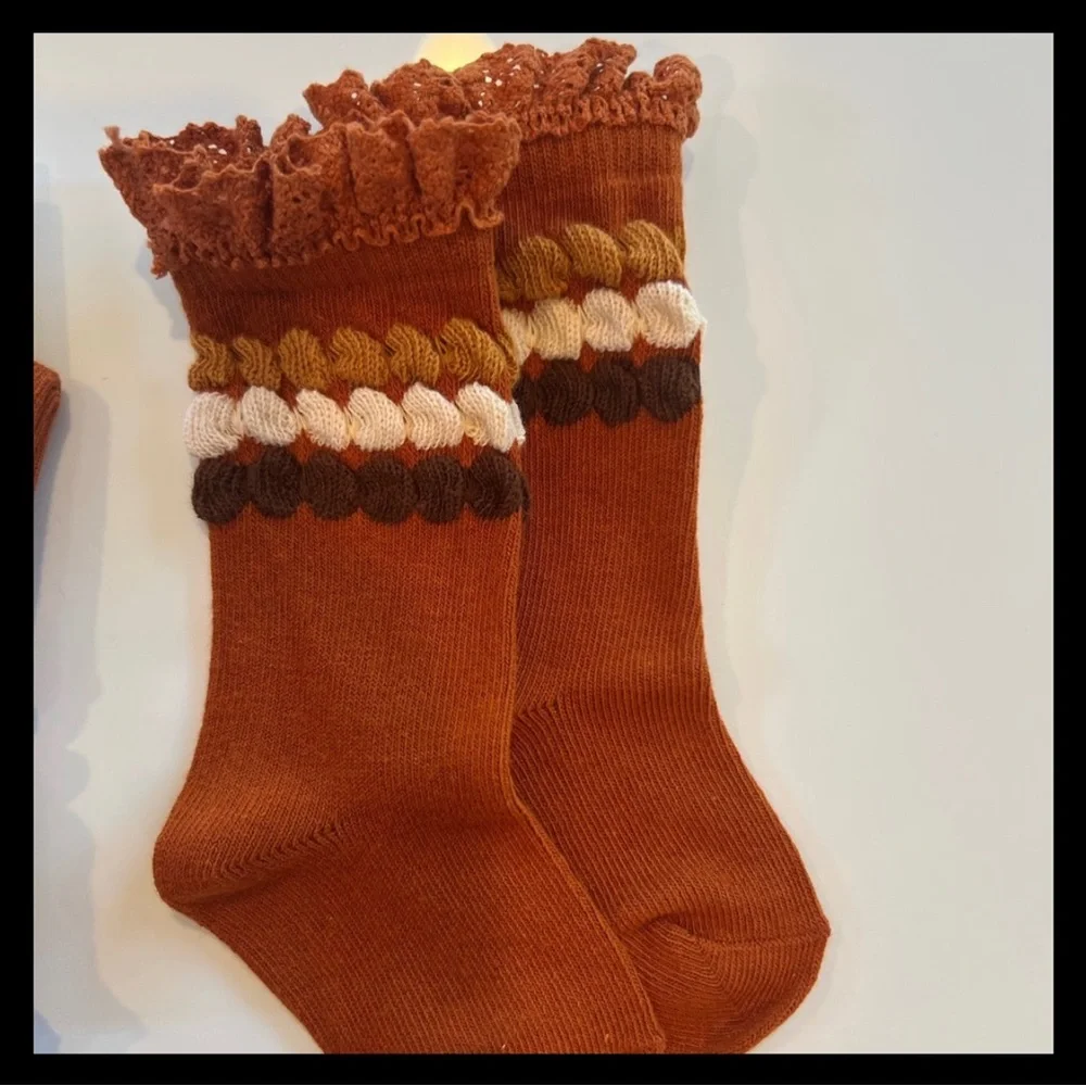 New! Amber/rustic color  Knee High Socks for Kids 0-6m set of two